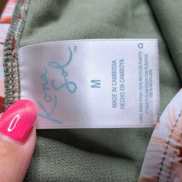 Kona Sol Floral HIGH-WAISTED Full Cut BIKINI Bottom - Picture 6 of 9